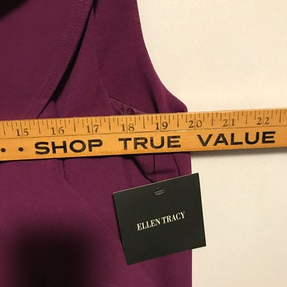 Ellen Tracy NWT Sheath Dress Fully Lined Asymmetric Front Ruffle Sz 12 in Berry - Picture 14 of 16